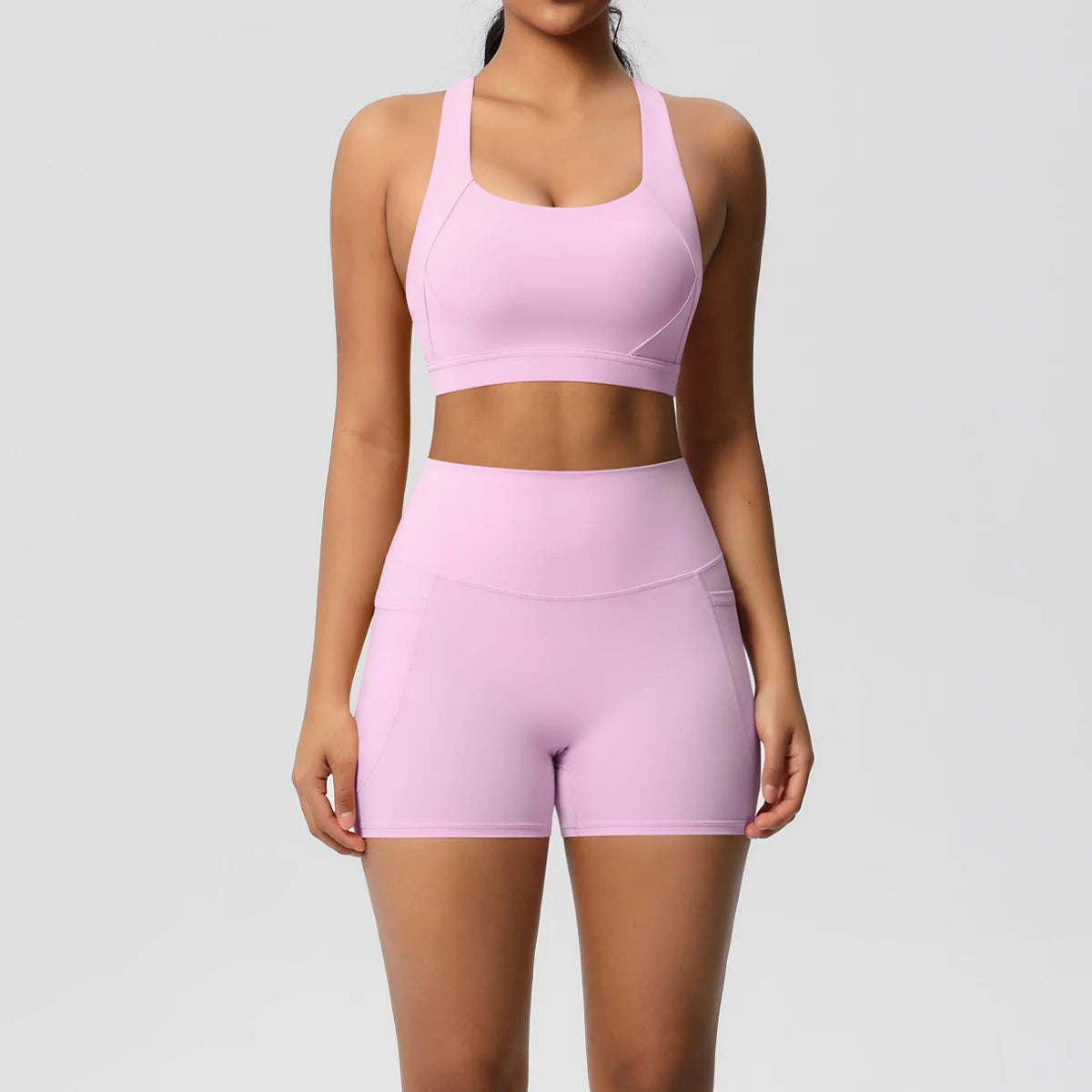 Ensemble de sport 2 pièces avec poches pour le yoga, vêtements de sport