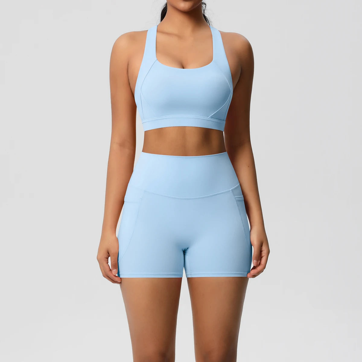 Ensemble de sport 2 pièces avec poches pour le yoga, vêtements de sport