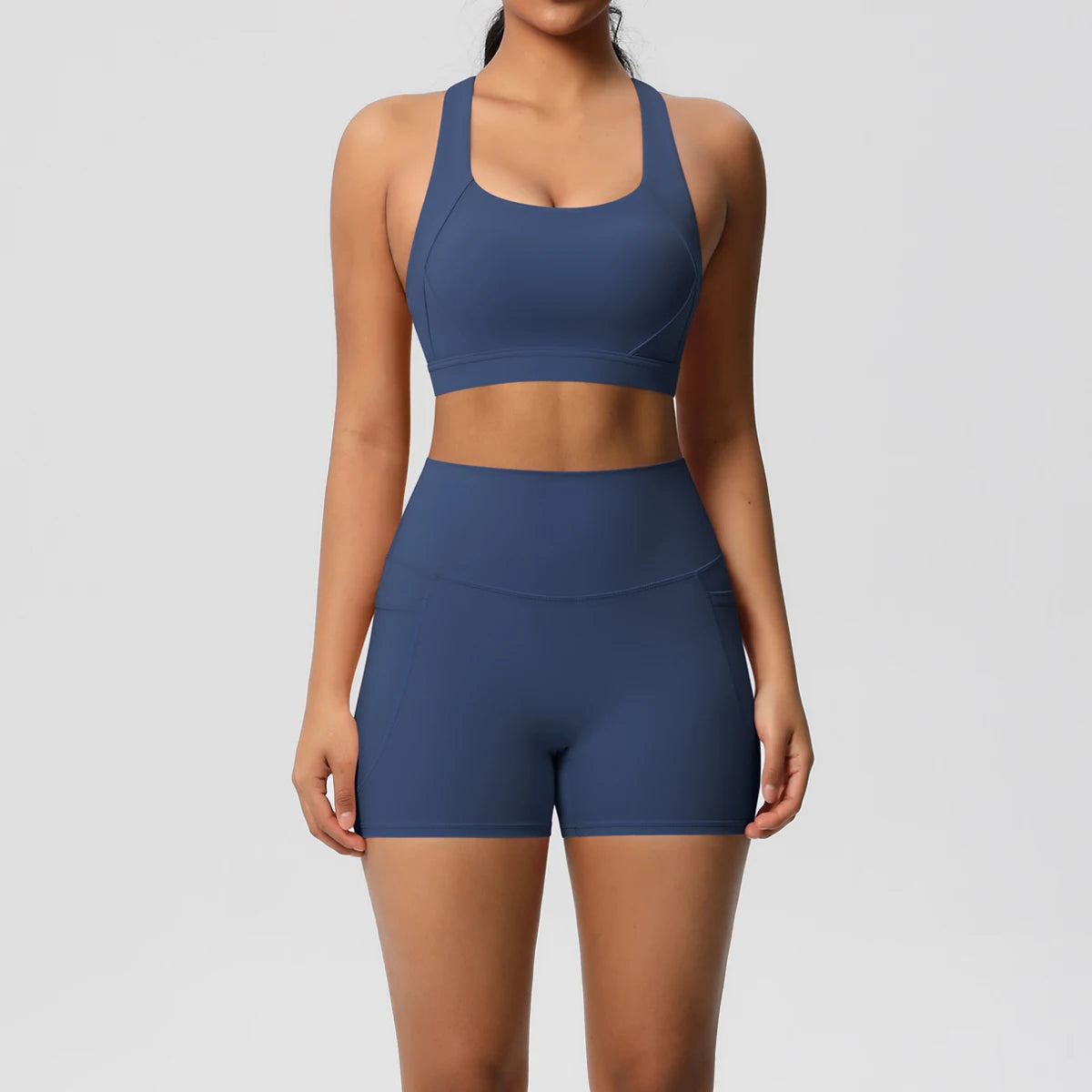 Ensemble de sport 2 pièces avec poches pour le yoga, vêtements de sport