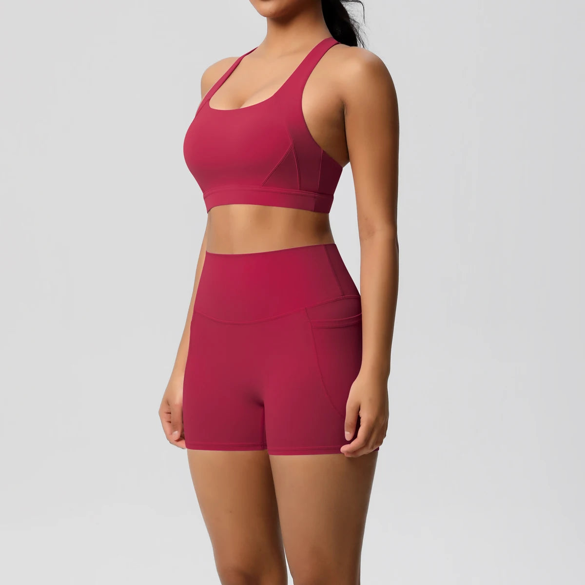 Ensemble de sport 2 pièces avec poches pour le yoga, vêtements de sport