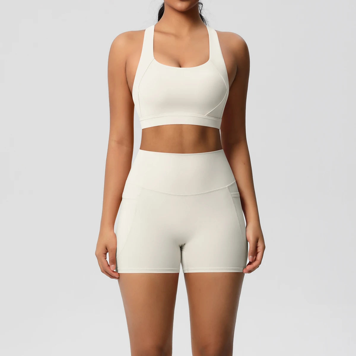 Ensemble de sport 2 pièces avec poches pour le yoga, vêtements de sport