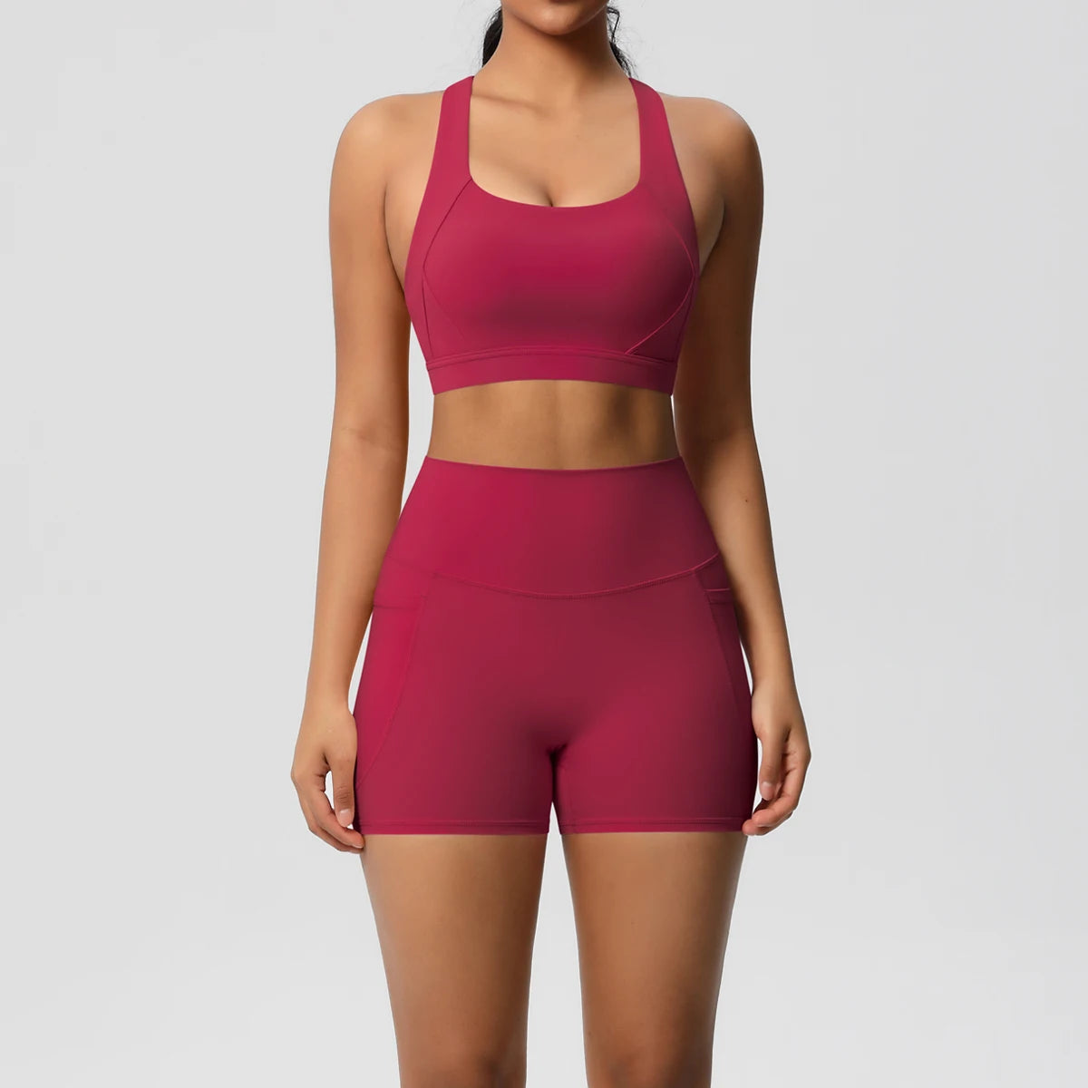Ensemble de sport 2 pièces avec poches pour le yoga, vêtements de sport