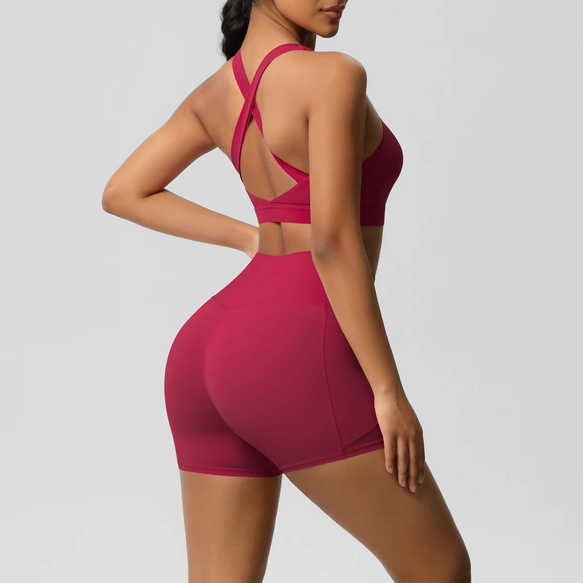 Ensemble de sport 2 pièces avec poches pour le yoga, vêtements de sport