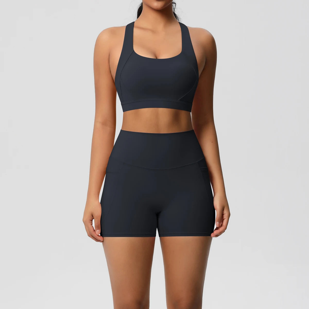Ensemble de sport 2 pièces avec poches pour le yoga, vêtements de sport
