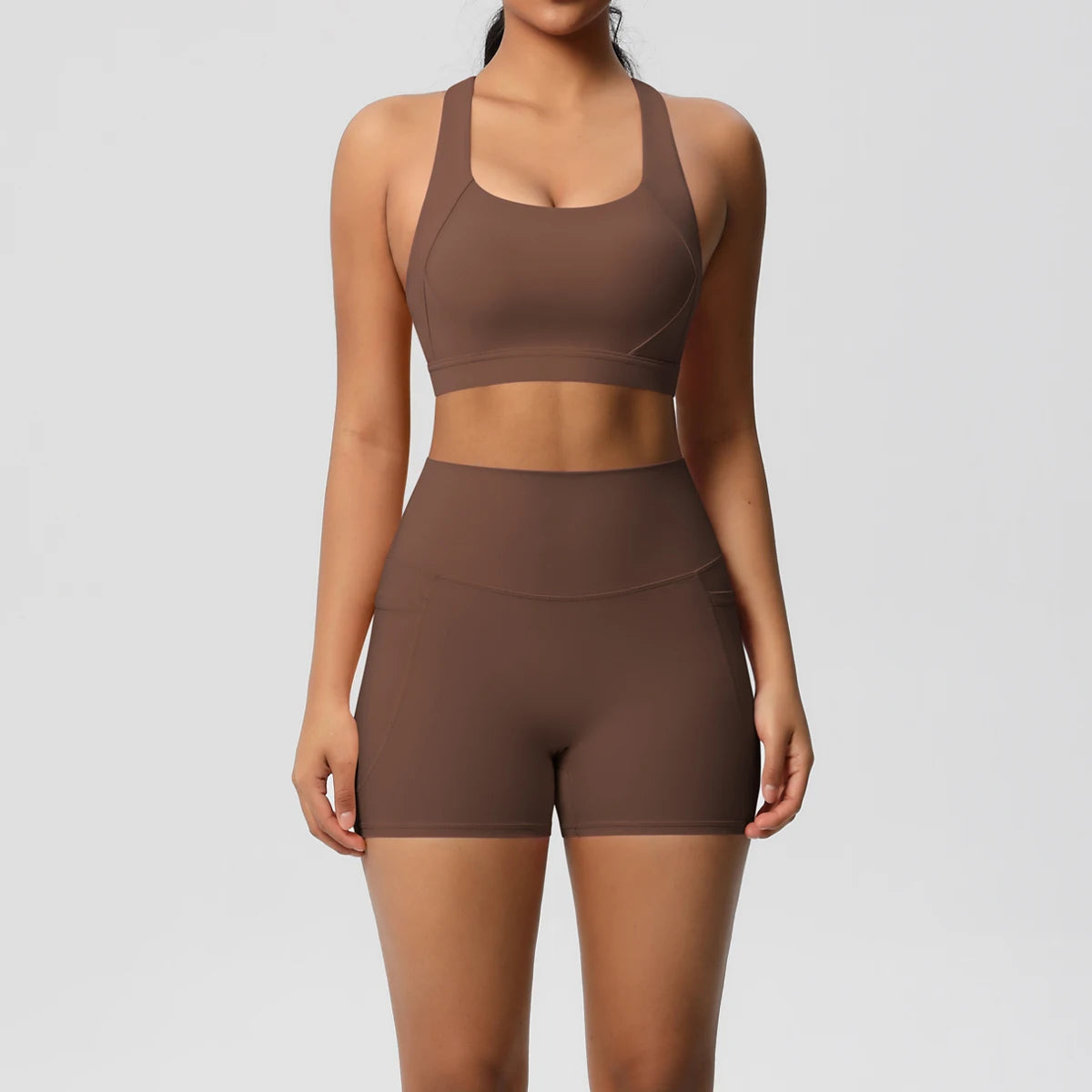 Ensemble de sport 2 pièces avec poches pour le yoga, vêtements de sport