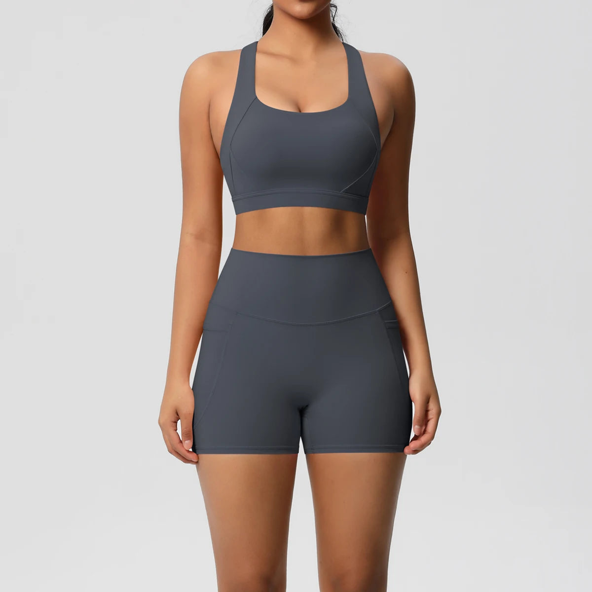 Ensemble de sport 2 pièces avec poches pour le yoga, vêtements de sport
